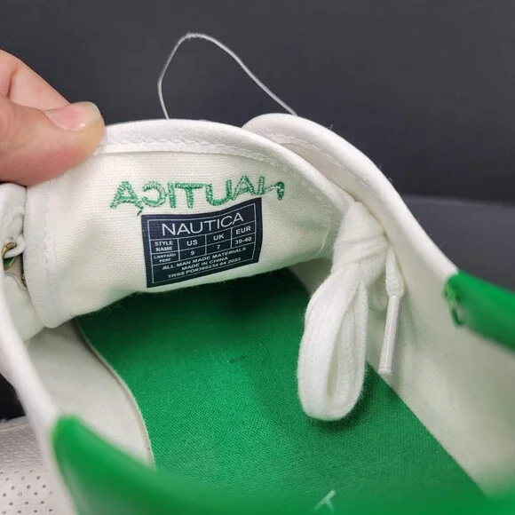Nautica Shoes Womens Size 9 White Green Lanyard Perf Casual Sneakers Low Top New - Picture 9 of 11